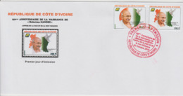 Côte D'Ivoire Ivory Coast 2019 FDC 1er Jour Mi. ? 150ème Anniversaire Mohandas Mahatma Gandhi Peace Dove Bird - Mahatma Gandhi