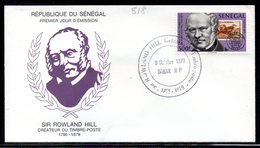 Senegal 0518 Fdc Sir Rowland Hill , Timbre Sur Timbre , Oiseau - Rowland Hill