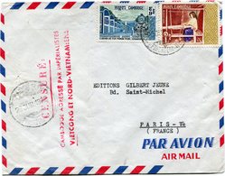 CAMBODGE LETTRE PAR AVION AVEC CACHET  " CENSURE CAMBODGE AGRESSE PAR IMPERIALISTES VIETCONG ET NORD-VIETNAMIENS"....... - Cambodge