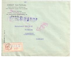 PARIS 2 Bis  Lettre RECOMMANDEE CREDIT NATIONAL Ob 15 02 1928 EMA Havas A0127 HAV31 1F50 Etiquette - Freistempel