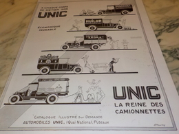 ANCIENNE PUBLICITE LA REINE DES CAMIONNETTE UNIC  DUBONNET 1926 - Camions