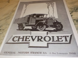 ANCIENNE PUBLICITE CAMION CHEVROLET   1926 - Camions