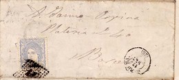 Año 1870 Edifil 107 50m Sellos Efigie Carta  Matasellos Rombo Gerona A Barcelona - Briefe U. Dokumente