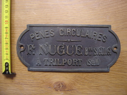 Rare Ancienne Plaque De Métier Fabricant De Coffre-fort NUGUE Trilport SM Penes - Other & Unclassified