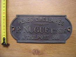 Rare Ancienne Plaque De Métier Fabricant De Coffre-fort NUGUE Trilport SM Penes - Autres & Non Classés