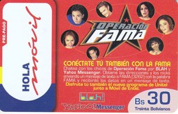 TARJETA DE BOLIVIA DE HOLA MOVIL Bs 30 - OPERACION FAMA - Bolivie