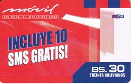 TARJETA DE BOLIVIA DE TIM MOVIL Bs 30 - INCLUYE 10 SMS - Bolivien