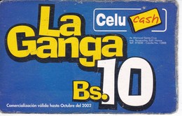 TARJETA DE BOLIVIA DE LA GANGA Bs 10 - (marca De Doblez Y Gastada) - Bolivie