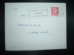 LETTRE TP M. DE MULLER 25F OBL.MEC.31-1 1959 CANNES PPAL (06) VIe SALON DES OISEAUX CANNES 7 AU 12 FEVRIER 1959 - Mechanical Postmarks (Advertisement)