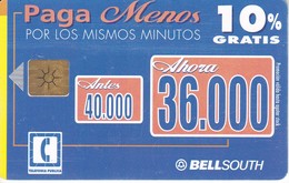 TARJETA DE ECUADOR DE BELLSOUTH DE 40000 SUCRES PAGA 10% MENOS - Ecuador