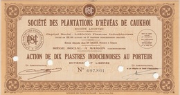 Indochine - Sté Des Plantations D'hévéas De Caukhoi - Action De 10 Piastres Indochinoises / 1948 - Asie