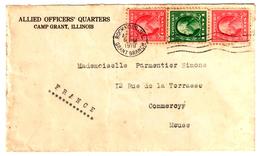 ROCKFORD ILL Grant Branch 10 Aug 1918 Letter To France Meuse Allied Officiers Quarters CAMP GRANT Illinois - Cartas & Documentos