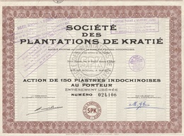 Indochine - Sté Des Plantations De Kratié - Actions De 150 PI - Azië