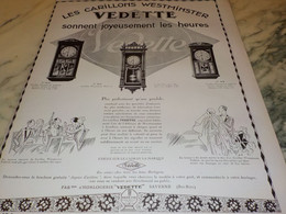 ANCIENNE PUBLICITE VEDETTE CARILLONS WESTMINSTER 1926 - Autres & Non Classés