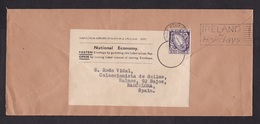 Ireland: Official Cover To Spain, 1957, 1 Stamp, National Economy Label To Be Re-used, Cancel Tourism (traces Of Use) - Covers & Documents