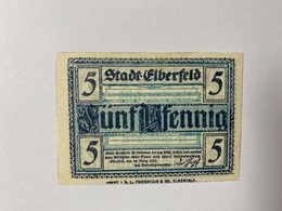 Allemagne Notgeld Elberfeld 5 Pfennig - Collections