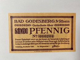 Allemagne Notgeld Godesberg 10 Pfennig - Collections