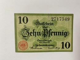 Allemagne Notgeld Osnabruck 10 Pfennig - Collections