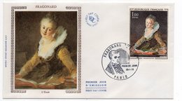 FDC Soie - -1972-- FRAGONARD  -- L' étude............cachet  PARIS  - 75 - 1970-1979