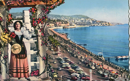 06 .20658 . Nice . La Promenade Des Anglais Et Une Jolie Nicoise .cpsm . - Lots, Séries, Collections