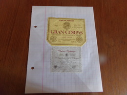 Etiquette De Vin Collée Sur Papier " Gran Corpas " Vino De Espana 1997 - Autres & Non Classés