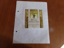 Etiquette De Vin   Collée Sur Papier " Vignoble De La Butte Du Moulin " Muscadet 2001 - Sonstige & Ohne Zuordnung
