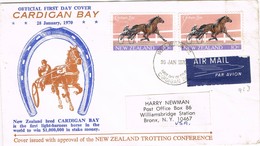35098. Carta Aerea CARDIGAN BAY (New Zealand) 1970. Horses, Caballos Carrera Cardigan - Covers & Documents