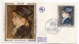 FDC Soie - -1968 -- RENOIR --Portrait De Modèle........cachet  PARIS - 75 - 1960-1969