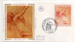 FDC Soie - -1973 -- Charles Le Brun --- Etude De Femme à Genoux........cachet  PARIS - 75 - 1970-1979