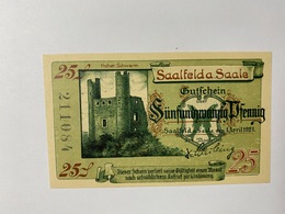 Allemagne Notgeld Saalfeld 25 Pfennig - Collections