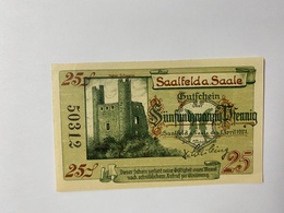 Allemagne Notgeld Saalfeld 25 Pfennig - Collections