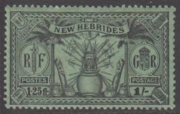 1925. NEW HEBRIDES.  British Issue.  1 Sh - 1.25 Fr  (Michel 83) - JF318345 - Unused Stamps