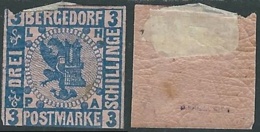 1861 GERMANIA ANTICHI STATI BERGEDORF 3 S DIFETTOSO MH * - RB16-5 - Bergedorf