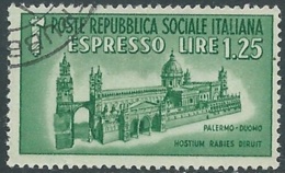 1944 RSI ESPRESSO USATO DUOMO DI PALERMO FILIGRANA ROVESCIATA - RB44-10 - Poste Exprèsse