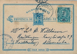 1904 , CABO VERDE , ENTERO POSTAL CIRCULADO , SAN VICENTE - WÜRTTEMBERG , FRANQUEO COMPLEMENTARIO - Kaapverdische Eilanden