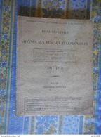 LISTE OFFICIELLE DES ABONNES AUX RESEAUX TELEPHONIQUES REGION SUD EST 1917 Imp NATIONALE ANNUAIRE TELEPHONE - Annuaires Téléphoniques