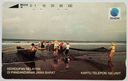 Indonesia 100 Units " Kehidupan Nilayan , Pangandaran ( Fisherman's Life ) " - Indonesia