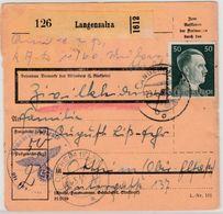 DR - Mülverstedt ü. Langensalza, Landpost-Ra2 A. Paketkarte N. Ostheim 1943 - Sin Clasificación