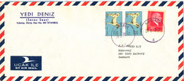 Turkey Air Mail Cover Sent To Denmark Karaköy 26-8-1975 - Airmail