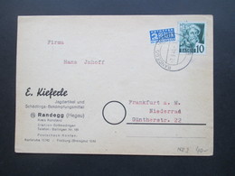 Franz. Zone Baden 1949 Nr. 33 EF Firmenkarte E. Kieferle Jagdartikel Und Schädlings Bekämpfungsmittel Randegg Hegau - Bade