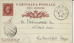 INTERO REGNO  VITTORIO EMANUELE II EFFIGE REALE 10 CENT 1879 SANREMO X ESTERO - Stamped Stationery