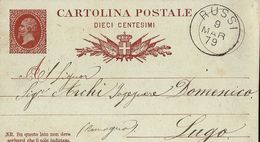 INTERO REGNO  VITTORIO EMANUELE II EFFIGE REALE 10 CENT 1879 RUSSI X LUGO - Stamped Stationery