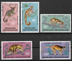 Central African Republic 1971. Scott #142-6 (U) Fauna: Galago, Calabar, Bosman's & Oustalet ** Complet Set - Centrafricaine (République)