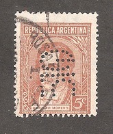 Perforado/perfin/perforé Argentina YT No 368 Mariano Moreno  ULG O GLC ? - Used Stamps