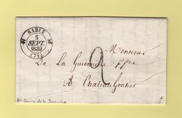 Sable - 71 - Sarthe - 5 Septembre 1839 - Courrier De La Jouaniere - Taxe Tampon - 1801-1848: Precursores XIX