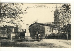 Carte Postale Ancienne Villefranche - Place Du Monument Aux Morts - Villefranche D'Albigeois