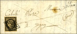 Grille / N° 3 Belles Marges Nuance Chamois Cursive 31 / Demu Sur Lettre Avec Texte Daté De Bascou Le 5 Décembre 1849 Adr - 1849-1850 Ceres