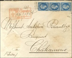 Rouleau De Gros Points / N° 22 Bande De 3 Descriptif De Chargement Rouge Au Recto Sur Lettre 2 Ports Pour Châteauroux. 1 - 1862 Napoléon III.