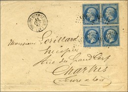 GC 2666 / N° 22 Bloc De 4 Càd T 15 NOGENT-EURE-ET-LOIR (27) Sur Lettre 3 Ports Pour Chartres. 1863. - TB / SUP. - 1862 Napoléon III