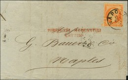 Càd NAPOLI / N° 23 Griffe Rouge PIROSCAFI MERCANTILI / ESTERO Sur Lettre Avec Texte De Marseille Pour Naples. 1864. - SU - 1862 Napoléon III